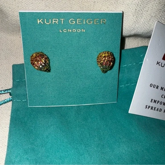 Kurt Geiger NWTB Eagle Head Crystal Encrusted & Gold Tone Post Earrings - Picture 9 of 10